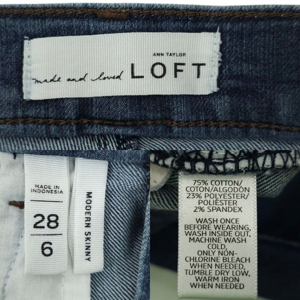 Loft Modern Skinny Jeans Womens Size 28/6 Mid Rise Dark Wash Stretch Denim - Picture 7 of 14